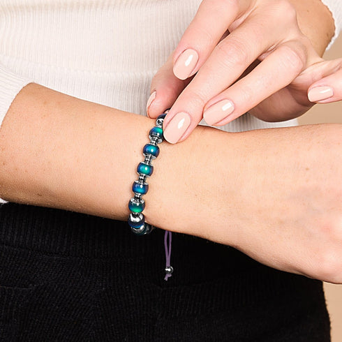 Chromates | Argent x Lilas | Bracelet à breloques pierre d'humeur